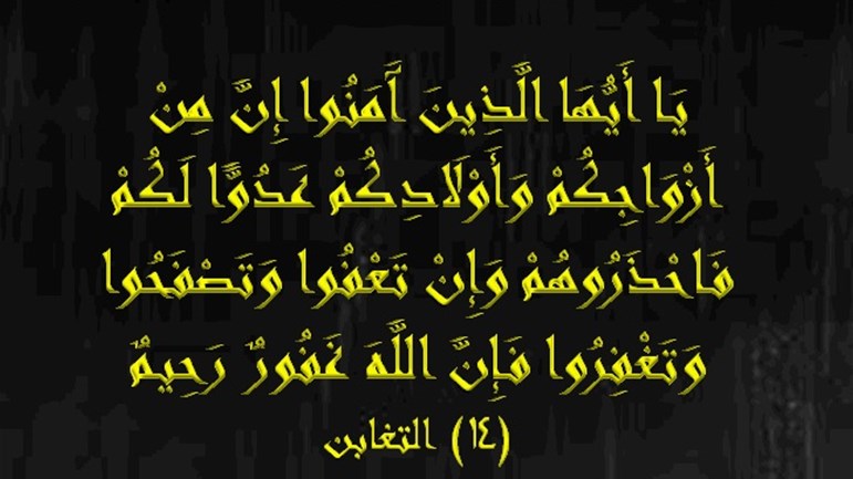 معنى قوله تعالى: {إنَّ مِنْ أَزْوَاجِكُمْ وَأَوْلَادِكُمْ عَدُوّاً لَّكُمْ فَاحْذَرُوهُمْ}.